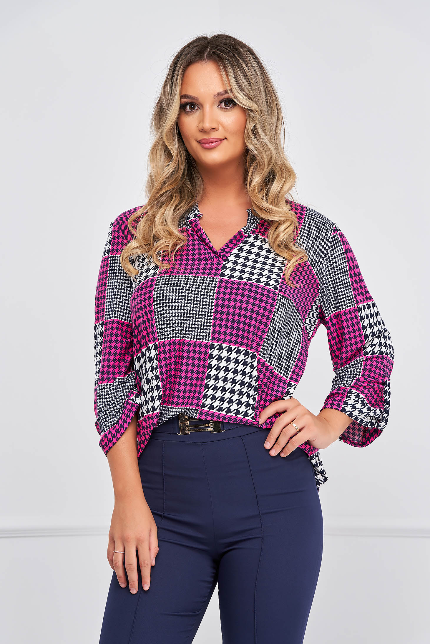 Bluza dama din lycra cu croi larg si decolteu in v - Lady Pandora