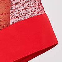 Rochie din stofa elastica rosie scurta cu un croi drept si maneci clopot - StarShinerS