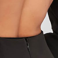 Rochie din stofa elastica neagra tip creion crapata pe picior cu spatele gol - StarShinerS