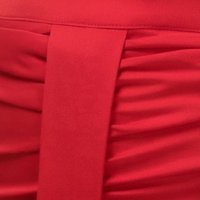 Red pencil-type elastic material skirt with front slit - PrettyGirl