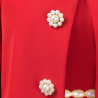 Kabát piros egyenes gyöngy díszítéssel rugalmas szövet