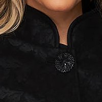 Palton din jacard negru in clos cu buzunare - Artista