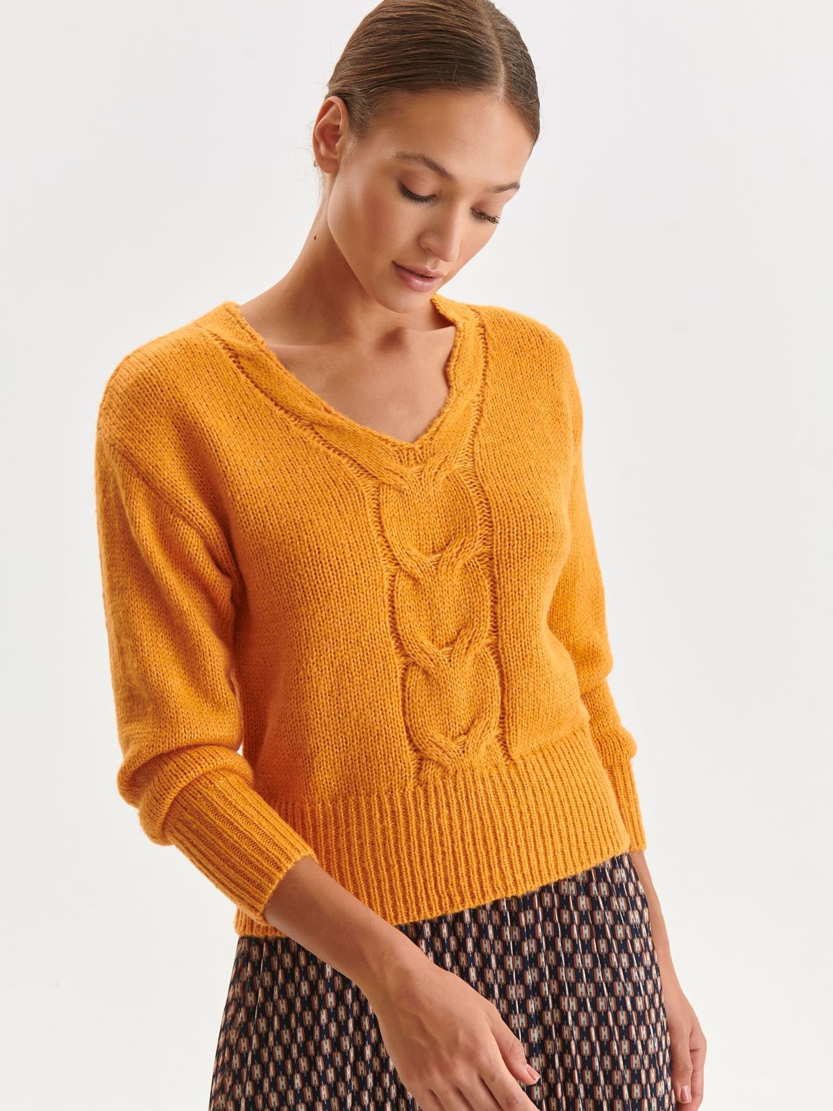 Narancssárga bő szabású kötött pulóver