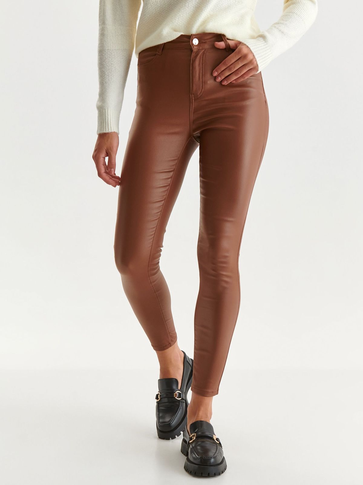 Lightbrown trousers conical from ecological leather