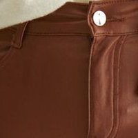 Pantaloni din piele ecologica maro-deschis conici - Top Secret