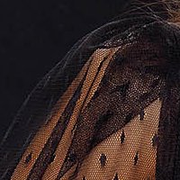 Rochie din stofa elastica neagra tip creion cu maneci din plumeti - Fofy