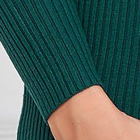 Dark Green Knitted Short Pencil Dress with Cutouts in Fabric - SunShine