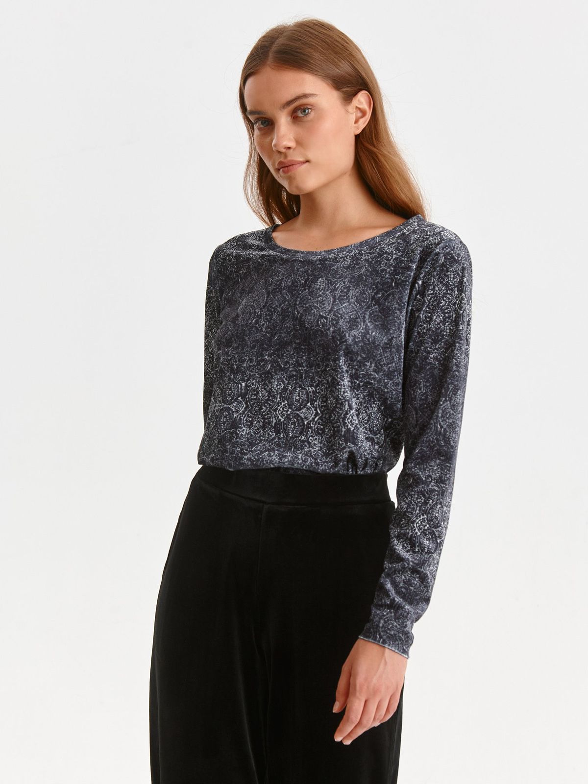 Black women`s blouse knitted loose fit abstract