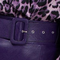 Purple eco-leather pencil skirt with belt accessory - PrettyGirl