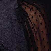 Rochie din catifea neagra tip creion cu aplicatii din plumeti pene si paiete - Fofy