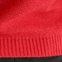 Piros bő szabású kötött pulóver