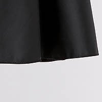 Műbőr rövid harang ruha - fekete, fodros ujjakkal, fém díszítésel - StarShinerS