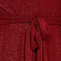 Burgundy midi georgette harang alakú ruha gumirozott derékrésszel csillogó díszítésekkel - StarShinerS