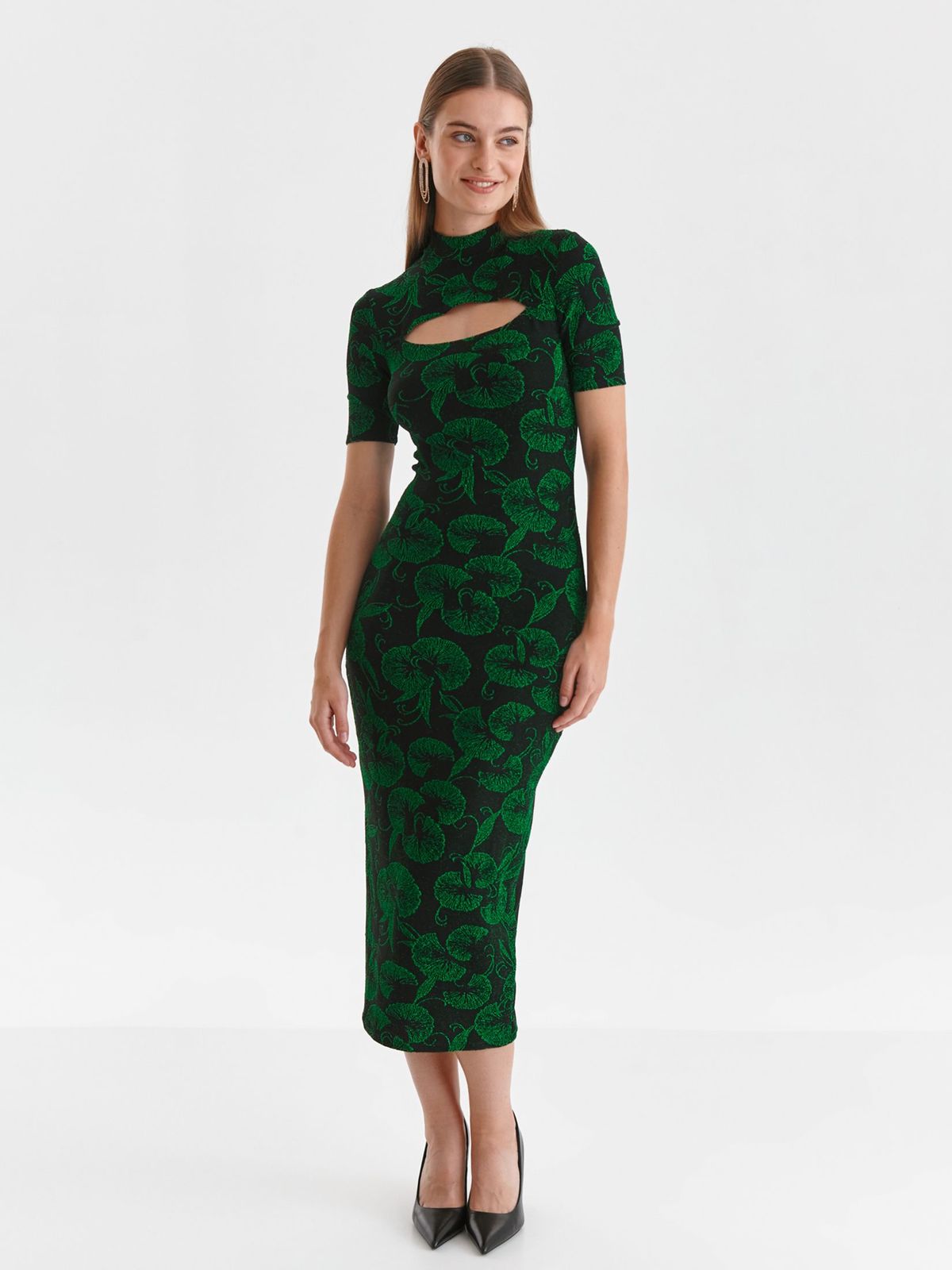 Rochie din tricot fin midi tip creion cu aplicatii cu sclipici - Top Secret