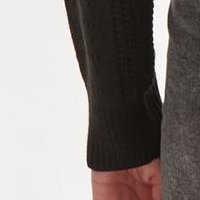 Fekete bő szabású kötött pulóver kötött mintával