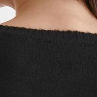 Fekete bő szabású kötött pulóver gyöngy díszítéssel puha anyagból