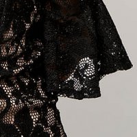 Black lace pencil dress with open back and bell sleeves - StarShinerS