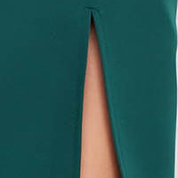 Zöld - StarShinerS midi ceruza ruha rugalmas szövetből csipke ujjakkal 3d virágos díszítéssel