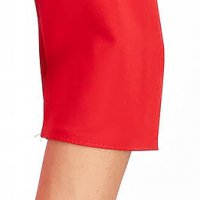 Red Short Pencil Dress made from Slightly Elastic Fabric with Puffy Shoulders - StarShinerS