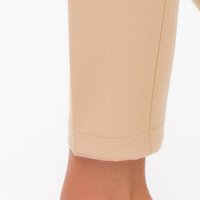 Beige Tapered High Waist Trousers Made of Slightly Elastic Fabric with Pleats in the Waist Area - PrettyGirl