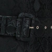 Fekete midi ceruza ruha műbőrből öv típusú kiegészítővel