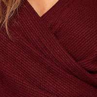 - StarShinerS burgundy dress knitted pencil with elastic waist wrap over front
