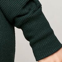 Rochie din tricot verde-inchis tip creion cu elastic in talie si decolteu petrecut - StarShinerS
