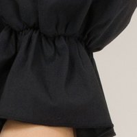 Black poplin women's blouse with a fitted cut and puffy sleeves - PrettyGirl