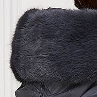 Grey jacket from slicker midi straight with faux fur accessory detachable hood