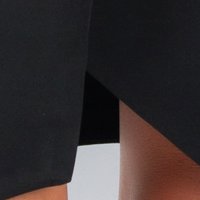 Rochie tip sacou din stofa usor elastica neagra scurta cu aplicatii cu margele pe umar - PrettyGirl