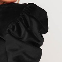 Black women`s blouse velvet tented high shoulders - StarShinerS