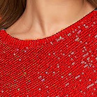 Red dress with sequins midi pencil pleats of material - StarShinerS