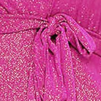 Rochie din georgette roz midi in clos cu elastic in talie cu aplicatii cu sclipici - StarShinerS