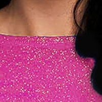 Pink midi georgette harang alakú ruha gumirozott derékrésszel csillogó díszítésekkel - StarShinerS