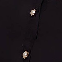 Női ing fekete pamutból készült szűkített galléros hímzett részek