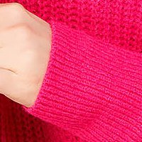 Pulover din tricot roz cu croi larg si guler inalt - SunShine