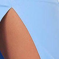 Rochie din stofa usor elastica albastru-deschis tip creion crapata pe picior - StarShinerS