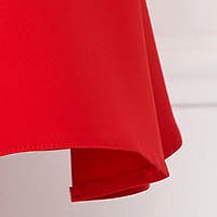 Rochie din stofa usor elastica rosie scurta in clos cu umeri bufanti - StarShinerS