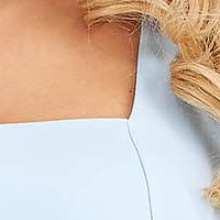 Rochie din stofa usor elastica albastru-deschis scurta in clos cu umeri bufanti - StarShinerS