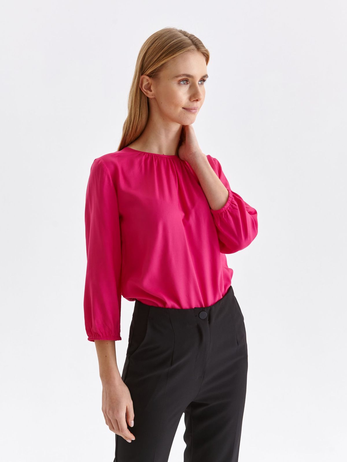 Bluza dama din material subtire roz cu croi larg - Top Secret