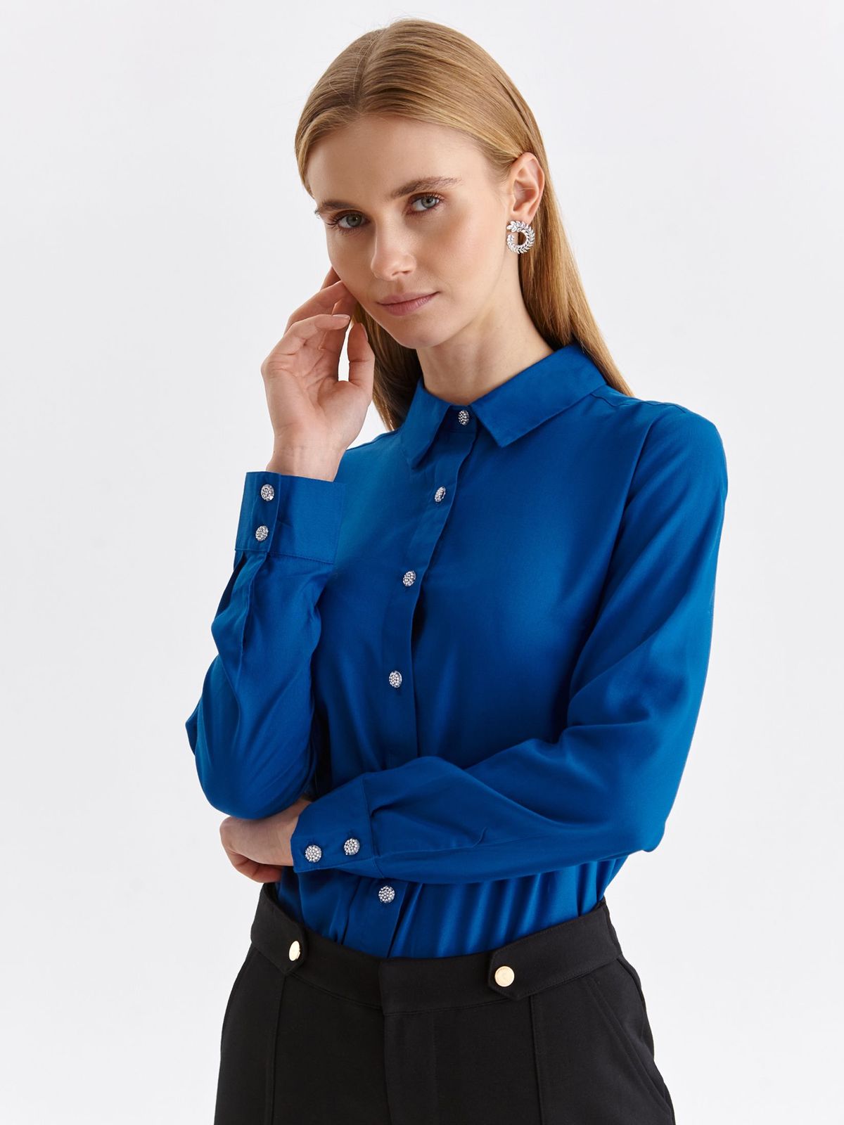 Blue women`s shirt thin fabric loose fit