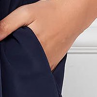 Dark blue dress slightly elastic fabric midi cloche wrap over front - StarShinerS