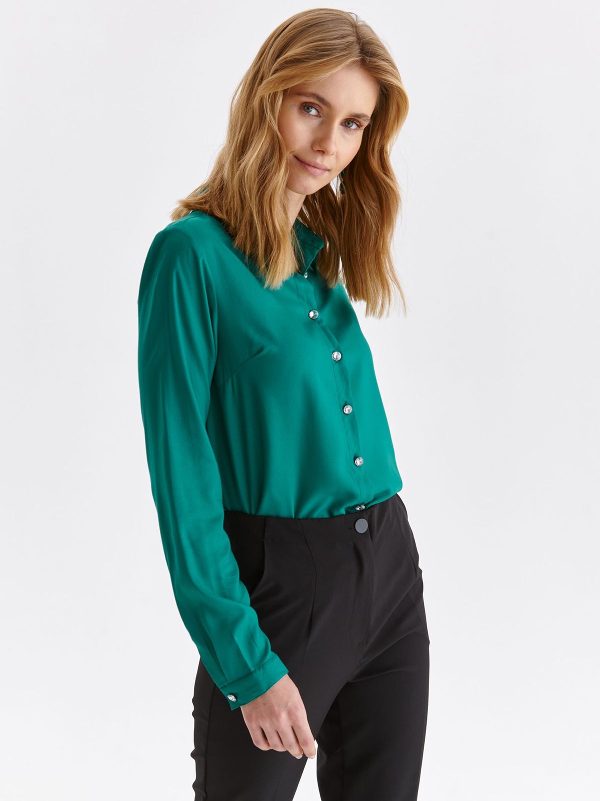 Camasa dama din material subtire verde cu croi larg - Top Secret