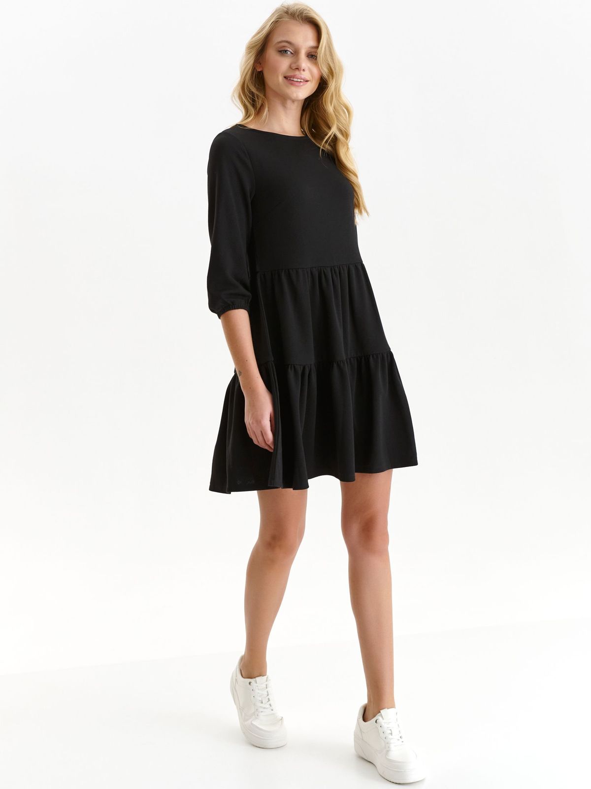 Black dress thin fabric short cut loose fit