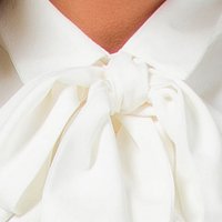 Ivory women`s shirt with ruffles on the chest soft fabric