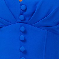 Kék midi ceruza ruha enyhén rugalmas szövetből dekoratív gombokkal
