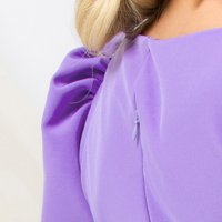 Rochie din stofa usor elastica lila tip creion cu nasturi decorativi - PrettyGirl