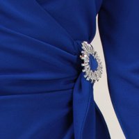 Blue dress pencil wrap around elastic cloth thin fabric