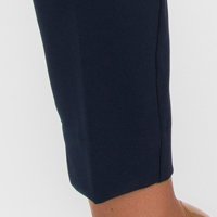 Navy Blue Tapered High Waist Trousers Made of Slightly Elastic Fabric - PrettyGirl
