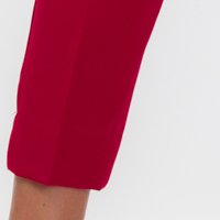 Pantaloni din stofa usor elastica rosii conici cu talie inalta - PrettyGirl